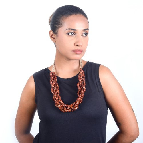 Plait Beige Brown Jute Dori Neckpiece