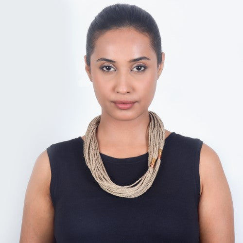 Sha Beige Copper Jute Dori Neckpiece