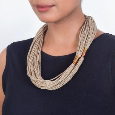 Sha Beige Copper Jute Dori Neckpiece