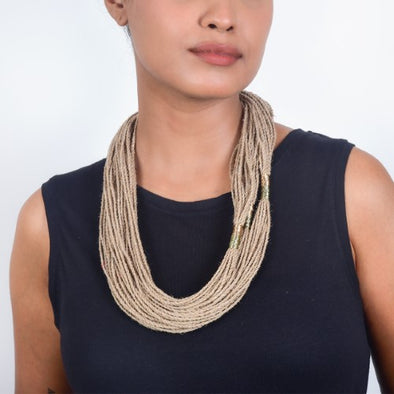 Sha Beige Gold Jute Dori Neckpiece