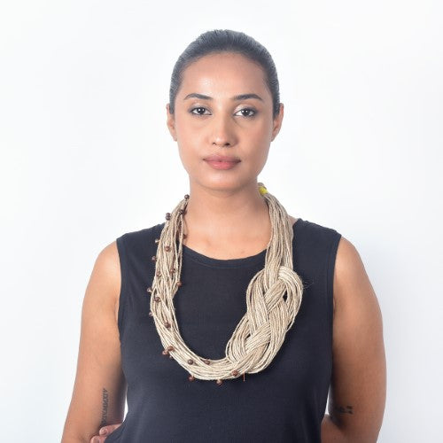 Assam Beige Jute Dori Neckpiece