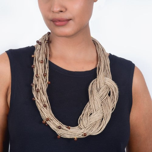 Assam Beige Jute Dori Neckpiece