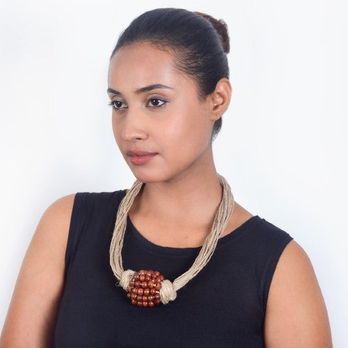 Coremantel Beige Jute Dori Neckpiece