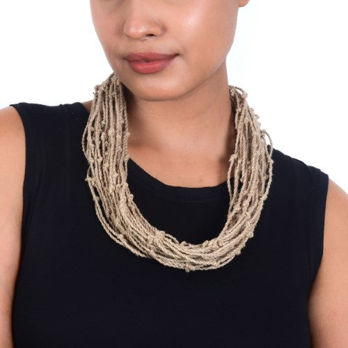 Twist Beige Jute Dori Neckpiece