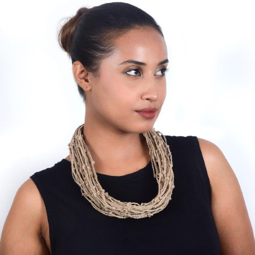 Twist Beige Jute Dori Neckpiece