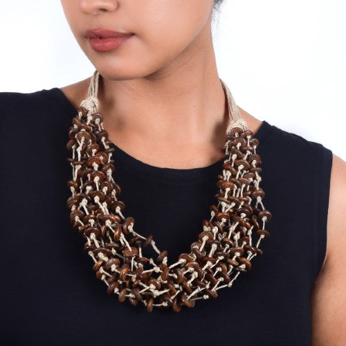 Twist Beige Brown Jute Dori Neckpiece