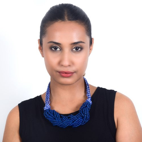 Midnight Blue Wooden Beads Sustainable Neckpiece