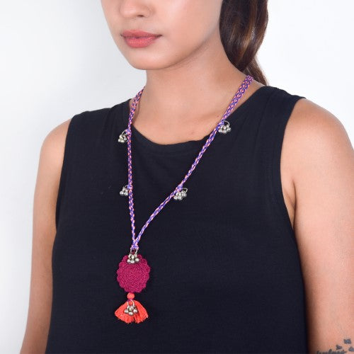 Tunisia Purple Hand Crochet Sustainable Fashion Jewelry Neckpiece