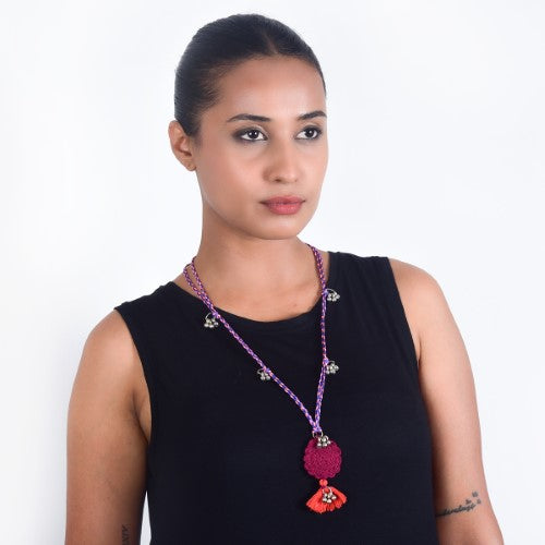 Tunisia Purple Hand Crochet Sustainable Fashion Jewelry Neckpiece