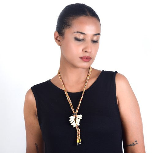 Rabari Beige/Rust Cowrie Neckpiece