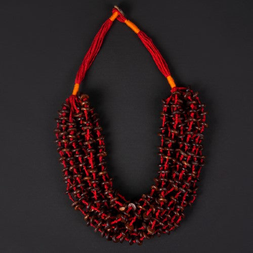 Marble Red Beads Cotton Dori Neckpiece