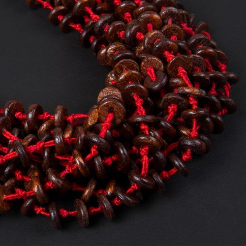 Marble Red Beads Cotton Dori Neckpiece