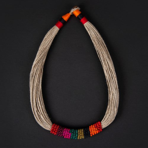 Sikkim Multi Wooden Beads Jute Dori Neckpiece