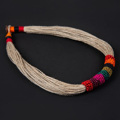 Sikkim Multi Wooden Beads Jute Dori Neckpiece