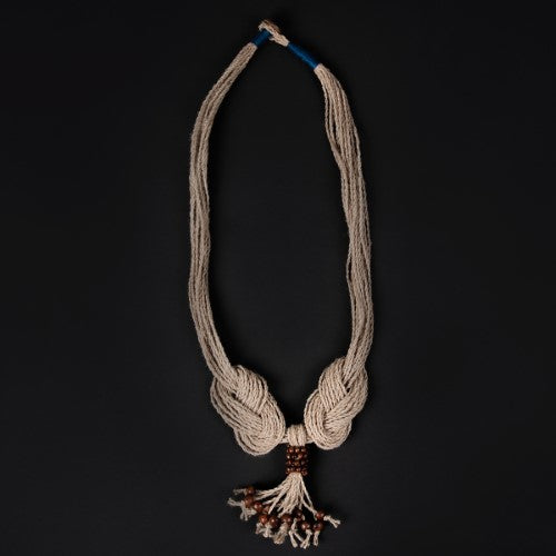 Utkal Natural Brown Wooden Beads Jute Dori Neckpiece