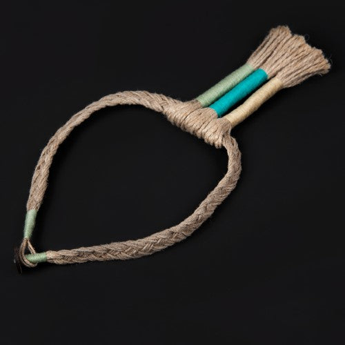 Folk Beige Teal Jute Dori Neckpiece