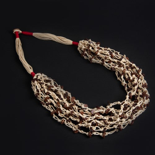 Marble Beige Beads Cotton Dori Neckpiece