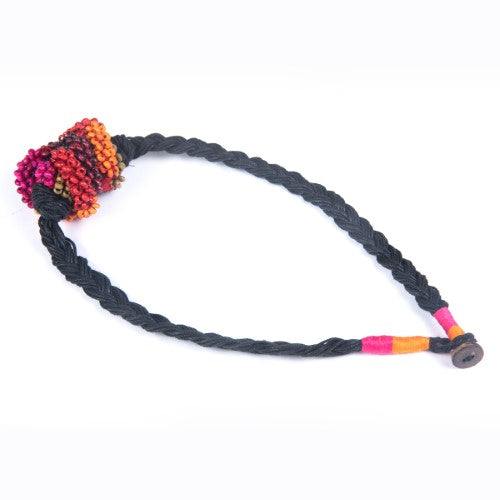 Tangle Black Multi Cotton Dori Wooden Beads Neckpiece