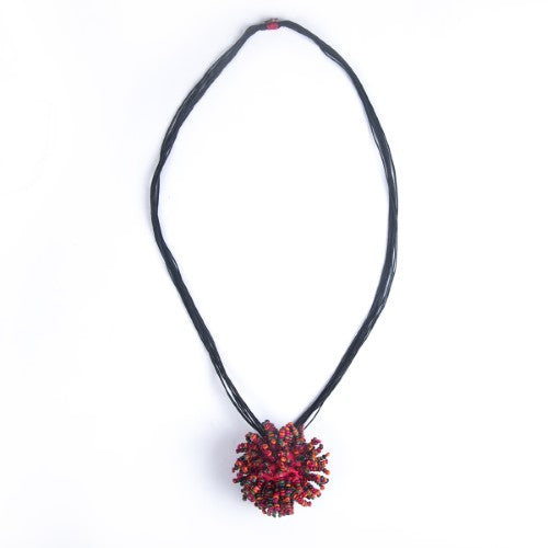 Dollops Black Red Multi Cotton Thread Wooden Beads Dori Neckpiece