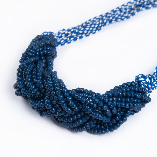 Midnight Blue Wooden Beads Sustainable Neckpiece