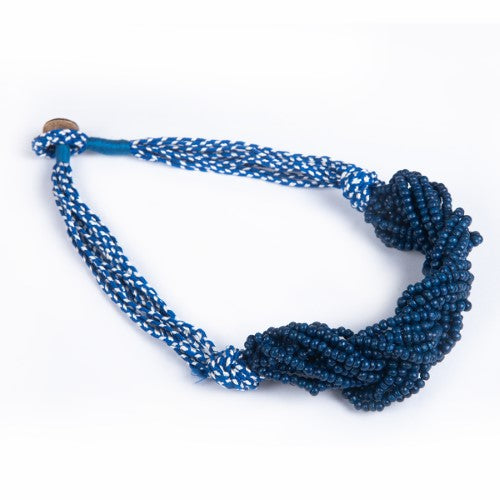 Midnight Blue Wooden Beads Sustainable Neckpiece