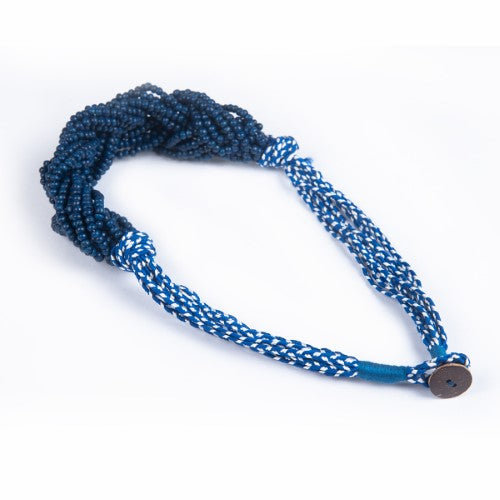 Midnight Blue Wooden Beads Sustainable Neckpiece