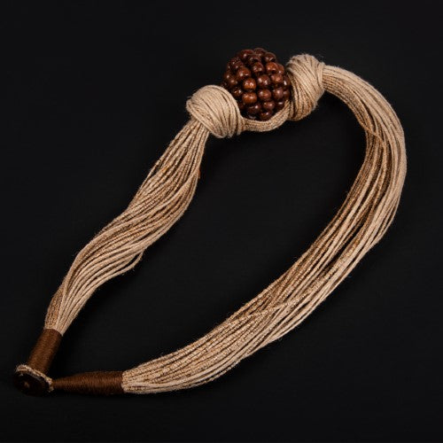 Puri Natural Brown Wooden Beads Jute Dori Neckpiece