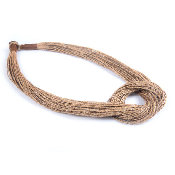 Loop Beige Copper Jute Dori Neckpiece