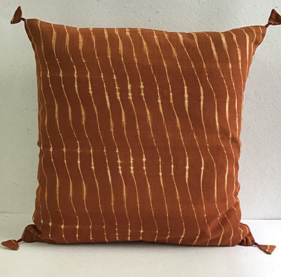 Copper Lehariya Shibori Cushion Cover