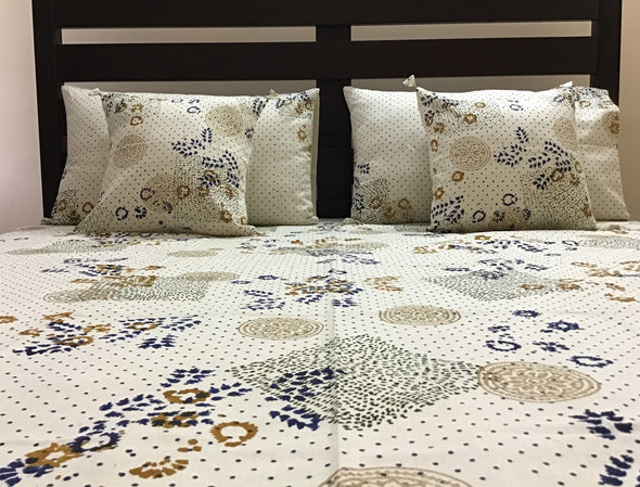 Savanna Block-print Bedcover set ( Bedcover with 2 cushions and 2 pillowcases)