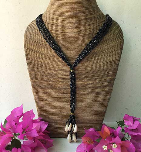 Sindh Black Cowrie Cotton Dori Neckpiece