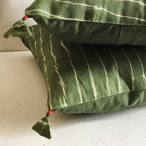 Emerald Lehariya Shibori Cushion Cover