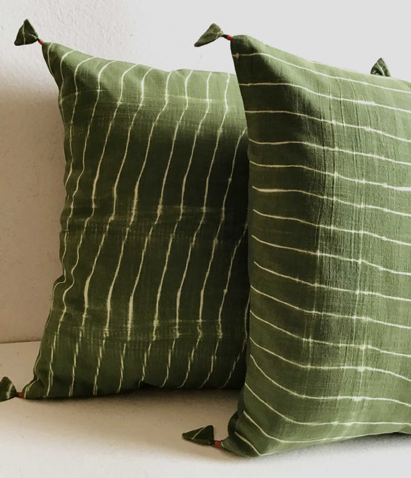 Emerald Lehariya Shibori Cushion Cover