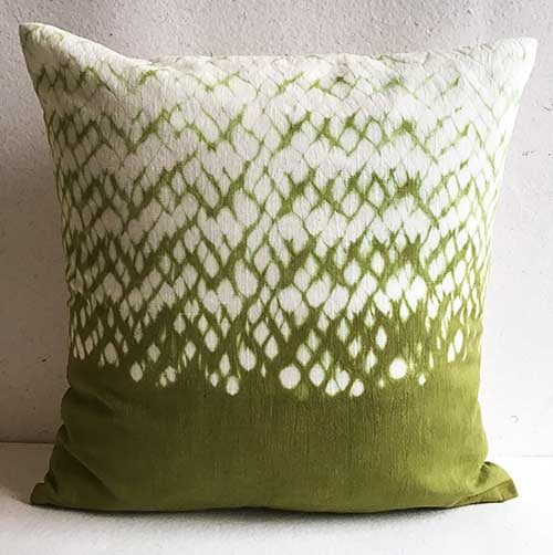 Olive Green Ruching Shibori Cushion Cover