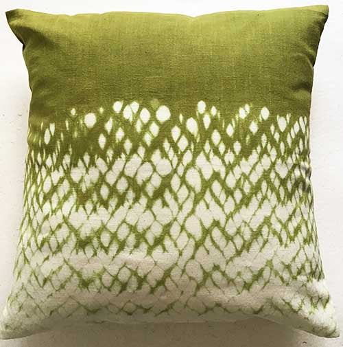 Olive Green Ruching Shibori Cushion Cover