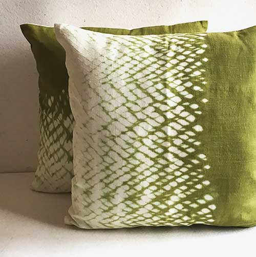 Olive Green Ruching Shibori Cushion Cover