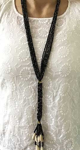 Sindh Black Cowrie Cotton Dori Neckpiece