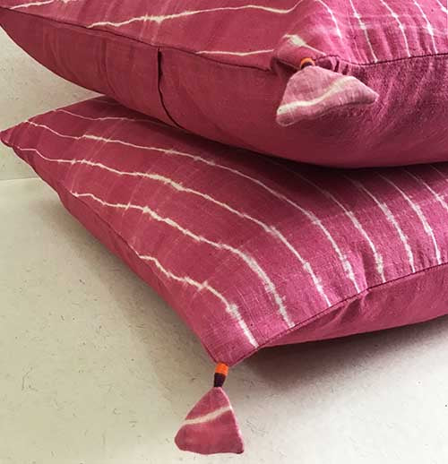 Hibiscus Lehariya Shibori Cushion Cover