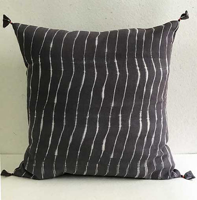 Charcoal Lehariya Shibori Cushion Cover