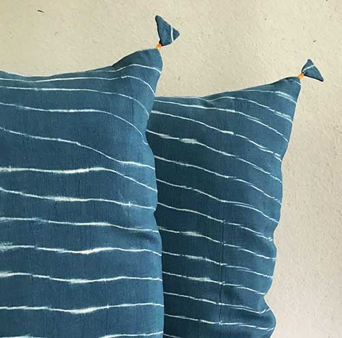 Cobalt Lehariya Shibori Cushion Cover