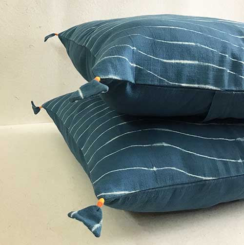 Cobalt Lehariya Shibori Cushion Cover