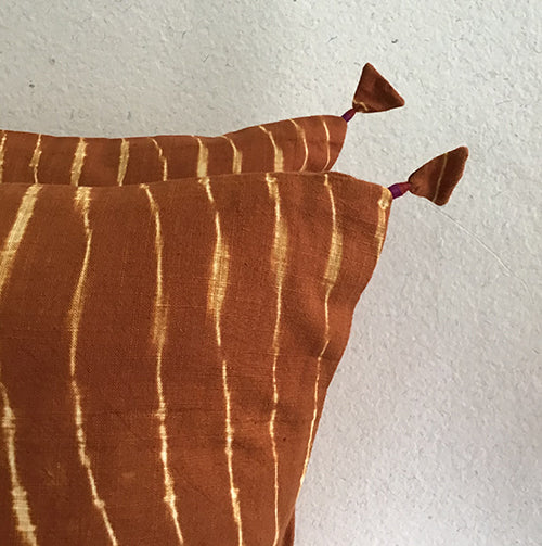 Copper Lehariya Shibori Cushion Cover