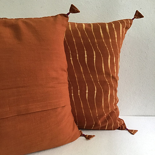 Copper Lehariya Shibori Cushion Cover