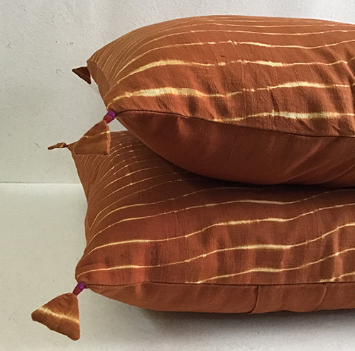 Copper Lehariya Shibori Cushion Cover