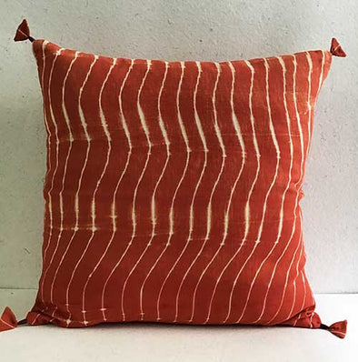 Burnt Sienna Lehariya Shibori Cushion Cover