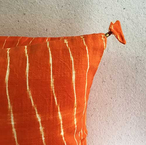 Tangerine Lehariya Shibori Cushion Cover