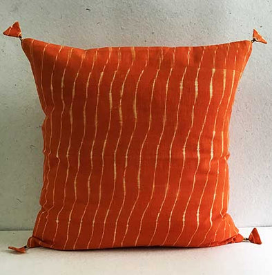 Tangerine Lehariya Shibori Cushion Cover