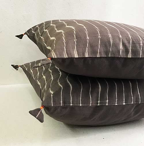 Slate Lehariya Shibori Cushion Cover