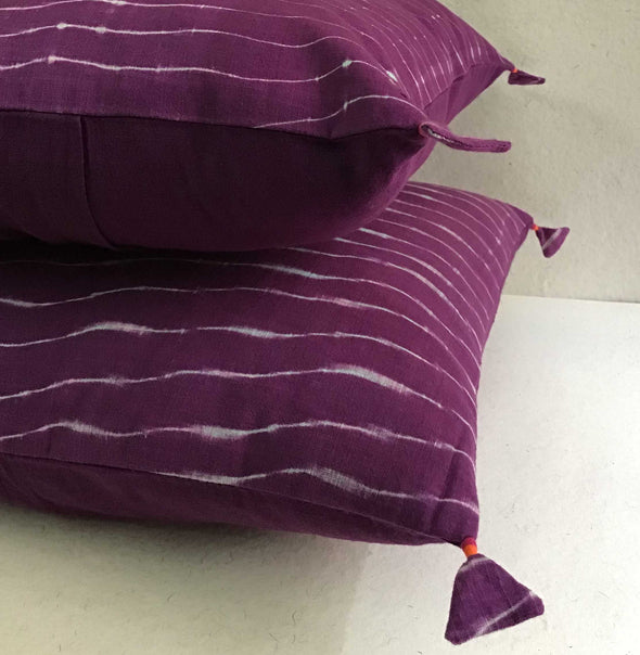 Purple Lehariya Shibori Cushion Cover