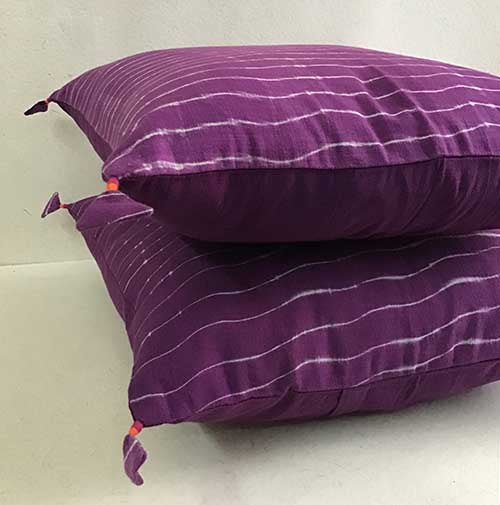 Purple Lehariya Shibori Cushion Cover